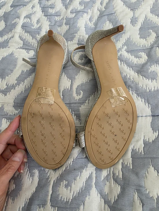 Kelly & Katie Silver Glitter Open-Toe Ankle-Strap Heels - Picture 3 of 7